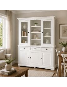 CRISTALLERIA IN LEGNO 3 ANTE SHABBY BIANCO 170X46X215