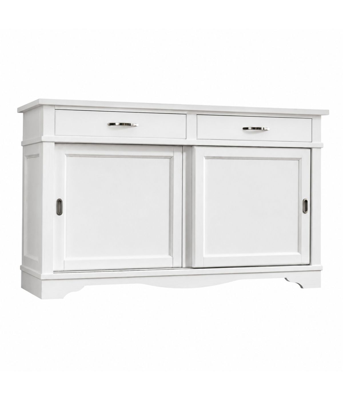 MADIA CREDENZA IN LEGNO MASSELLO 2 ANTE SCORREVOLI 2 CASSETTI BIANCO L.160 P.50 H.95
