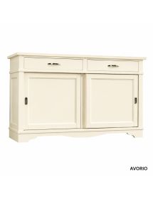 MADIA CREDENZA IN LEGNO MASSELLO 2 ANTE SCORREVOLI 2 CASSETTI BIANCO L.160 P.50 H.95