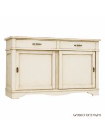 MADIA CREDENZA IN LEGNO MASSELLO 2 ANTE SCORREVOLI 2 CASSETTI BIANCO L.160 P.50 H.95