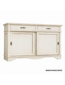 MADIA CREDENZA IN LEGNO MASSELLO 2 ANTE SCORREVOLI 2 CASSETTI BIANCO L.160 P.50 H.95