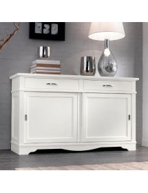 MADIA CREDENZA IN LEGNO MASSELLO 2 ANTE SCORREVOLI 2 CASSETTI BIANCO L.160 P.50 H.95