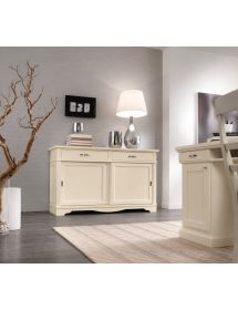 MADIA CREDENZA IN LEGNO MASSELLO 2 ANTE SCORREVOLI 2 CASSETTI BIANCO L.160 P.50 H.95