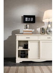 MADIA CREDENZA IN LEGNO MASSELLO 2 ANTE SCORREVOLI 2 CASSETTI BIANCO L.160 P.50 H.95