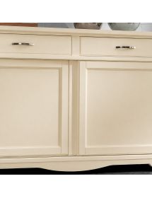 MADIA CREDENZA IN LEGNO MASSELLO 2 ANTE SCORREVOLI 2 CASSETTI BIANCO L.160 P.50 H.95