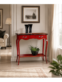 CONSOLLE 700' CLASSICA LEGNO CILIEGIO SHABBY ROSSO 89X33x78