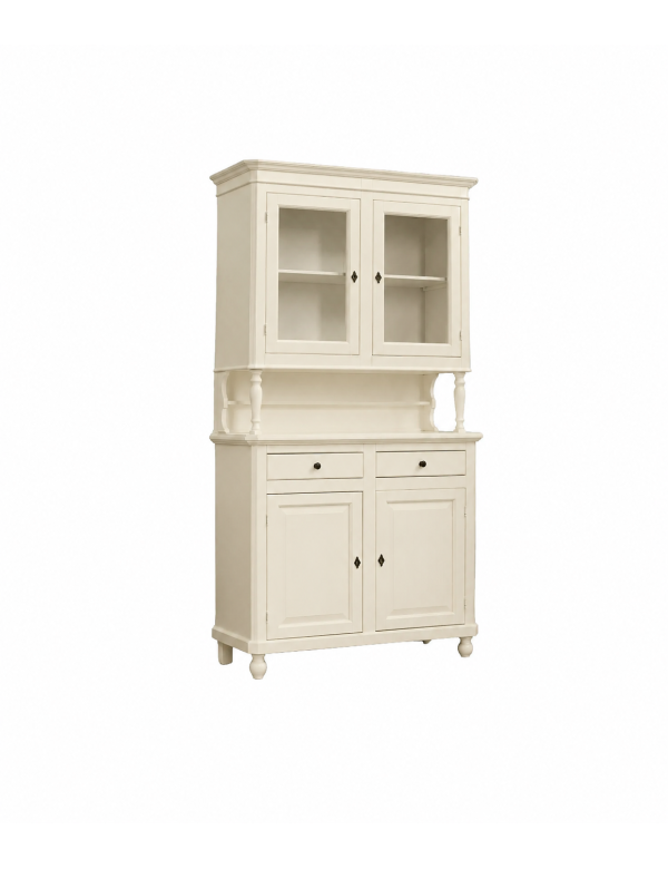 Cristalliera 2 porte shabby legno shabby avorio 104X43X208