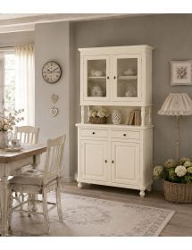 Cristalliera 2 porte shabby legno shabby avorio 104X43X208