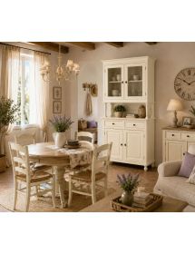 Cristalliera 2 porte shabby legno shabby avorio 104X43X208