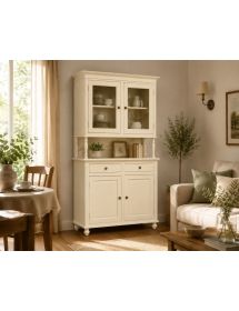 Cristalliera 2 porte shabby legno shabby avorio 104X43X208