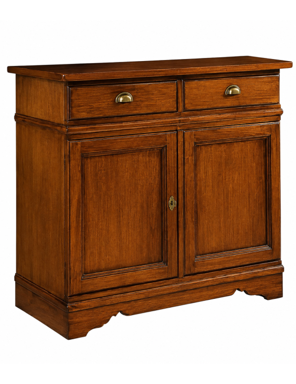 MADIA CREDENZA IN LEGNO MASSELLO 2 ANTE TINTA NOCE L.105 P.52 H.94