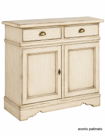 MADIA CREDENZA IN LEGNO MASSELLO 2 ANTE TINTA NOCE L.105 P.52 H.94