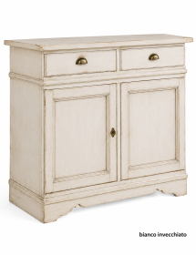 MADIA CREDENZA IN LEGNO MASSELLO 2 ANTE TINTA NOCE L.105 P.52 H.94