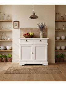 MADIA CREDENZA IN LEGNO MASSELLO 2 ANTE TINTA NOCE L.105 P.52 H.94