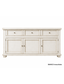 MADIA CREDENZA SHABBY IN LEGNO MASSELLO 3 PORTE VARI COLORI L.180 P.45 H.86