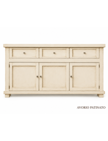 MADIA CREDENZA SHABBY IN LEGNO MASSELLO 3 PORTE VARI COLORI L.180 P.45 H.86