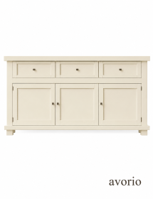 MADIA CREDENZA SHABBY IN LEGNO MASSELLO 3 PORTE VARI COLORI L.180 P.45 H.86