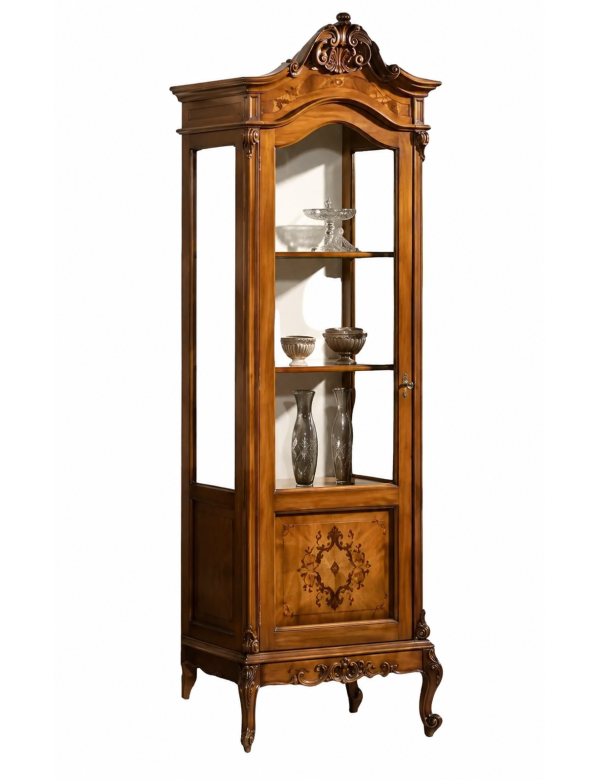 VETRINA LEGNO 1 PORTA IMPERO FINITURA NOCE BASSANO 72x46x214