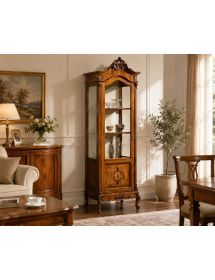 VETRINA LEGNO 1 PORTA IMPERO FINITURA NOCE BASSANO 72x46x214
