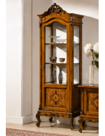 VETRINA LEGNO 1 PORTA IMPERO FINITURA NOCE BASSANO 72x46x214