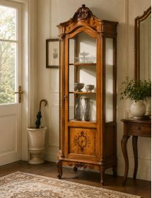 VETRINA LEGNO 1 PORTA IMPERO FINITURA NOCE BASSANO 72x46x214