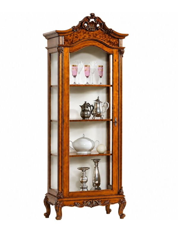 VETRINA LEGNO 1 PORTA VETRO IMPERO NOCE BASSANO 72x46x214