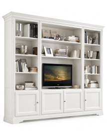 Libreria porta TV classica in legno 257x48x225 cm