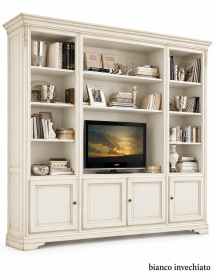 Libreria porta TV classica in legno vari colori 257x48x225 cm