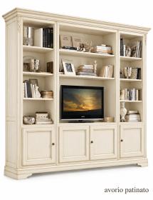 Libreria porta TV classica in legno vari colori 257x48x225 cm