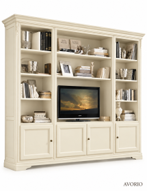 Libreria porta TV classica in legno vari colori 257x48x225 cm