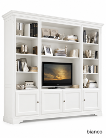 Libreria porta TV classica in legno vari colori 257x48x225 cm