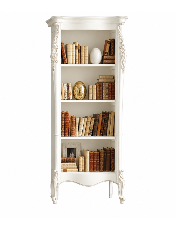 LIBRERIA CLASSICA IN LEGNO LACCATO BIANCO L.82 P.50 H.203
