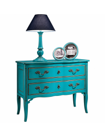 Cassettiera 2 cassetti Legno azzurro Shabby chic 92x44x79