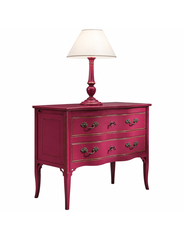 Cassettiera 2 cassetti Legno rosa Shabby chic 92x44x79