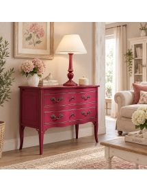 Cassettiera 2 cassetti Legno rosa Shabby chic 92x44x79