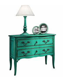 Cassettiera 2 cassetti Legno verde Shabby chic 92x44x79