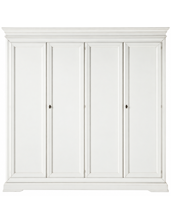 ARMADIO IN LEGNO CLASSICO 4 ANTE SHABBY BIANCO 300X68X255