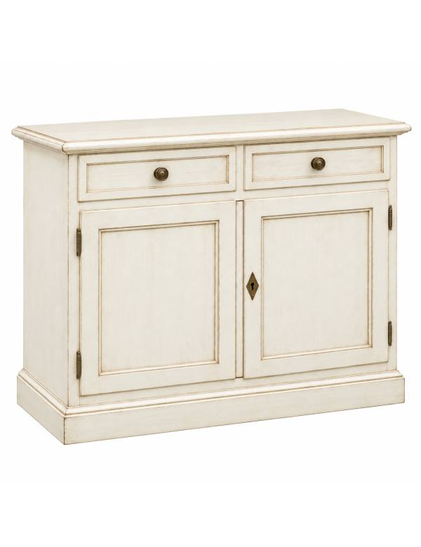 Madia Credenza Shabby Chic In Legno 2 Porte Bianco invecchiato 105x42x85