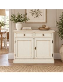 Madia Credenza Shabby Chic In Legno 2 Porte Bianco invecchiato 105x...