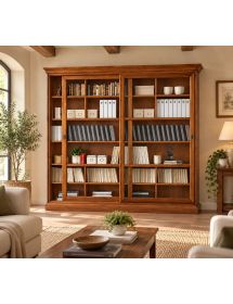 LIBRERIA 2 PORTE SCORREVOLI CLASSICA IN LEGNO VARI COLORI 250X45X224