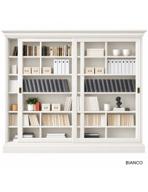 LIBRERIA 2 PORTE SCORREVOLI CLASSICA IN LEGNO VARI COLORI 250X45X224