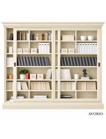 LIBRERIA 2 PORTE SCORREVOLI CLASSICA IN LEGNO VARI COLORI 250X45X224