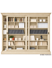 LIBRERIA 2 PORTE SCORREVOLI CLASSICA IN LEGNO VARI COLORI 250X45X224