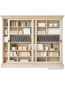 LIBRERIA 2 PORTE SCORREVOLI CLASSICA IN LEGNO VARI COLORI 250X45X224
