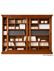LIBRERIA 2 PORTE SCORREVOLI CLASSICA IN LEGNO VARI COLORI 250X45X224