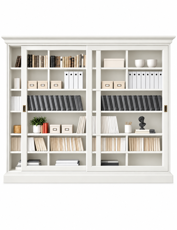 LIBRERIA 2 PORTE SCORREVOLI CLASSICA IN LEGNO VARI COLORI 250X45X224