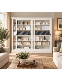 LIBRERIA 2 PORTE SCORREVOLI CLASSICA IN LEGNO VARI COLORI 250X45X224
