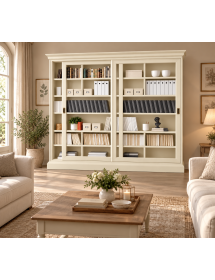 LIBRERIA 2 PORTE SCORREVOLI CLASSICA IN LEGNO VARI COLORI 250X45X224