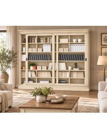 LIBRERIA 2 PORTE SCORREVOLI CLASSICA IN LEGNO VARI COLORI 250X45X224