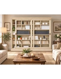 LIBRERIA 2 PORTE SCORREVOLI CLASSICA IN LEGNO VARI COLORI 250X45X224